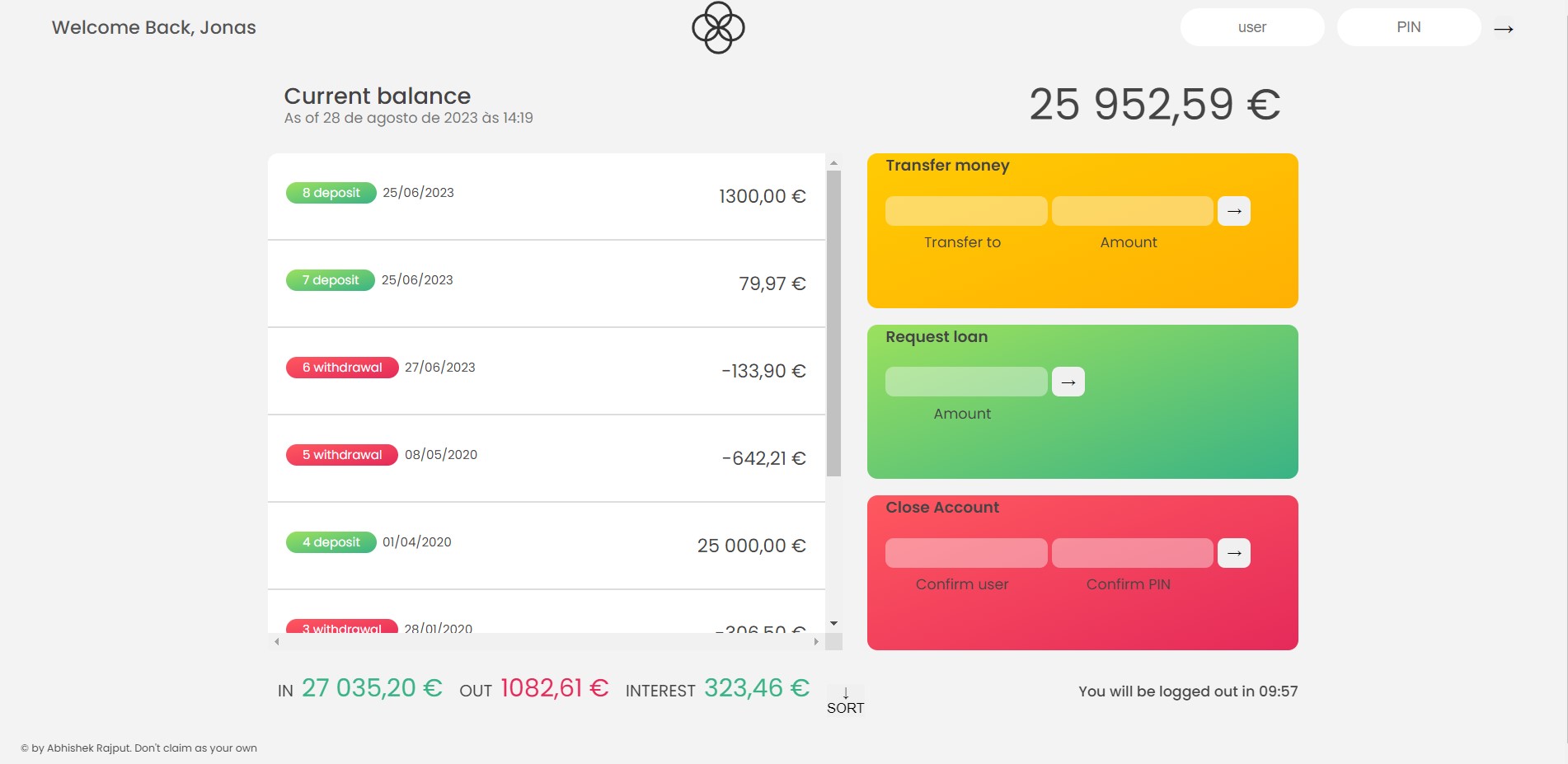 Bankist netbanking project