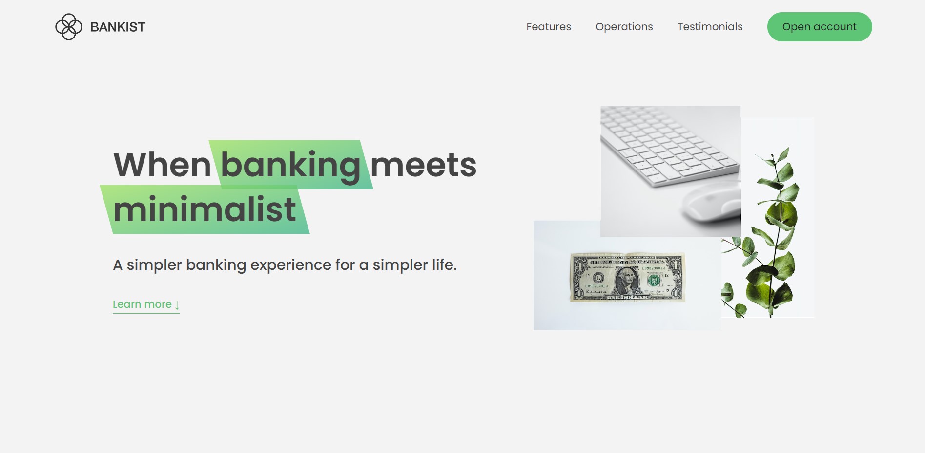 Bankist Minimalist website project